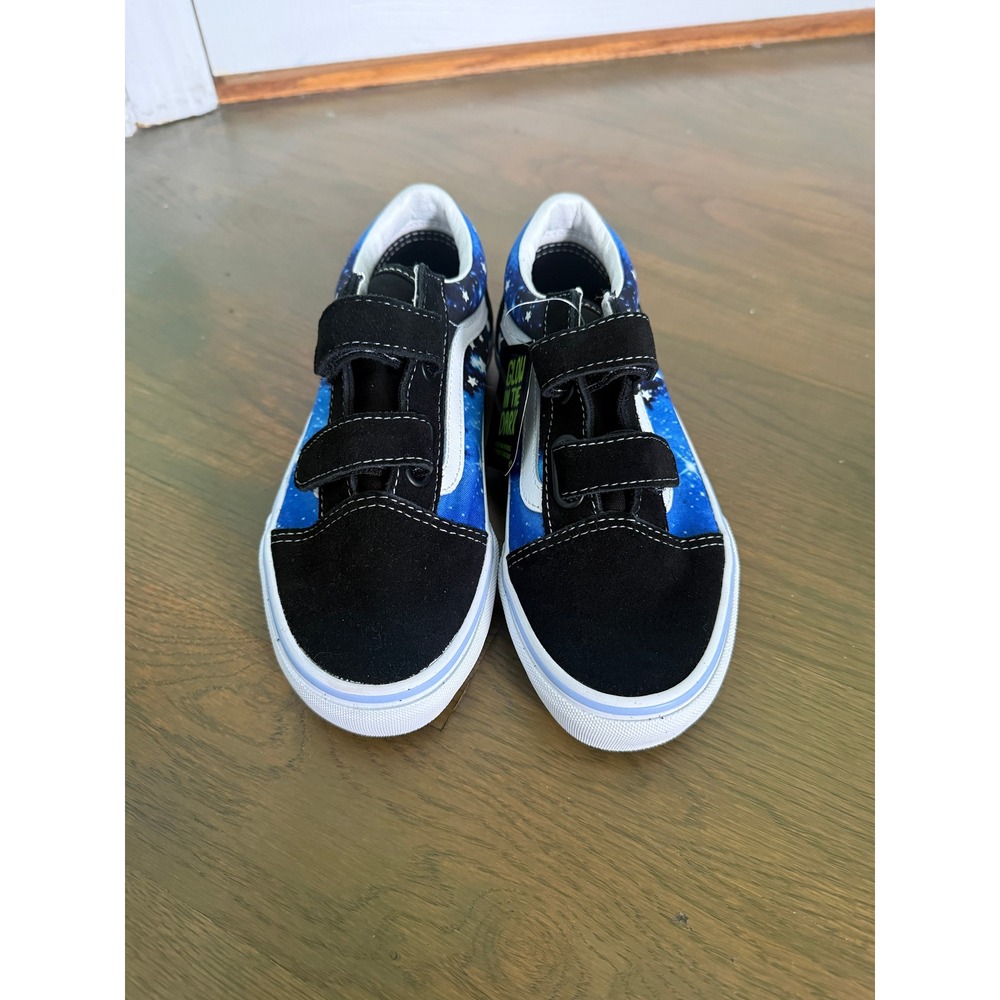 Vans Old Skool V Glow Galaxy Black Blue Stars Kids Size 3.0